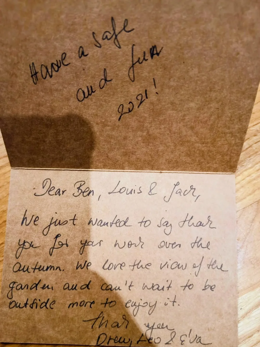 Just found this note from a client from back in Covid days 😊
