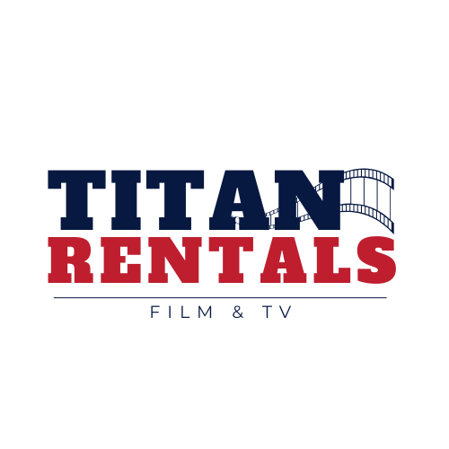 Logo for Titan Rentals featuring the words 'TITAN RENTALS' with a film reel graphic and the tagline 'FILM & TV'.