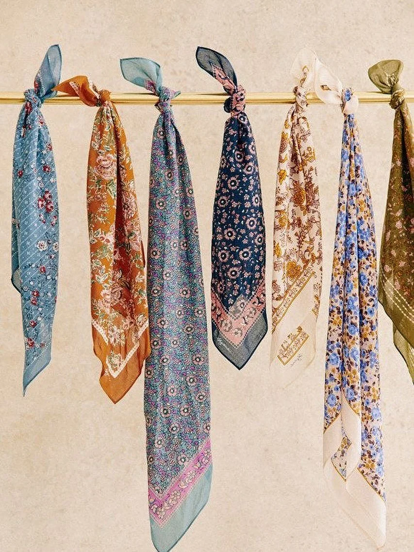 Soft silk, vibrant prints, and a touch of charm- each bandana piece is handmade with love and meant to be worn your way💌