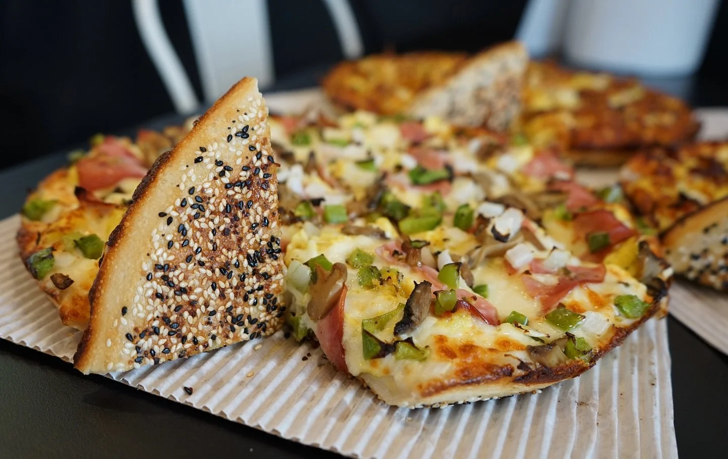 Little known Brunch Pie fact:  the everything seasoning working on the bottom of the crust actually decided the path we were going to use for our white sauce. 

Party Sauce (our cream cheese based white sauce) was an option, but there were a couple o