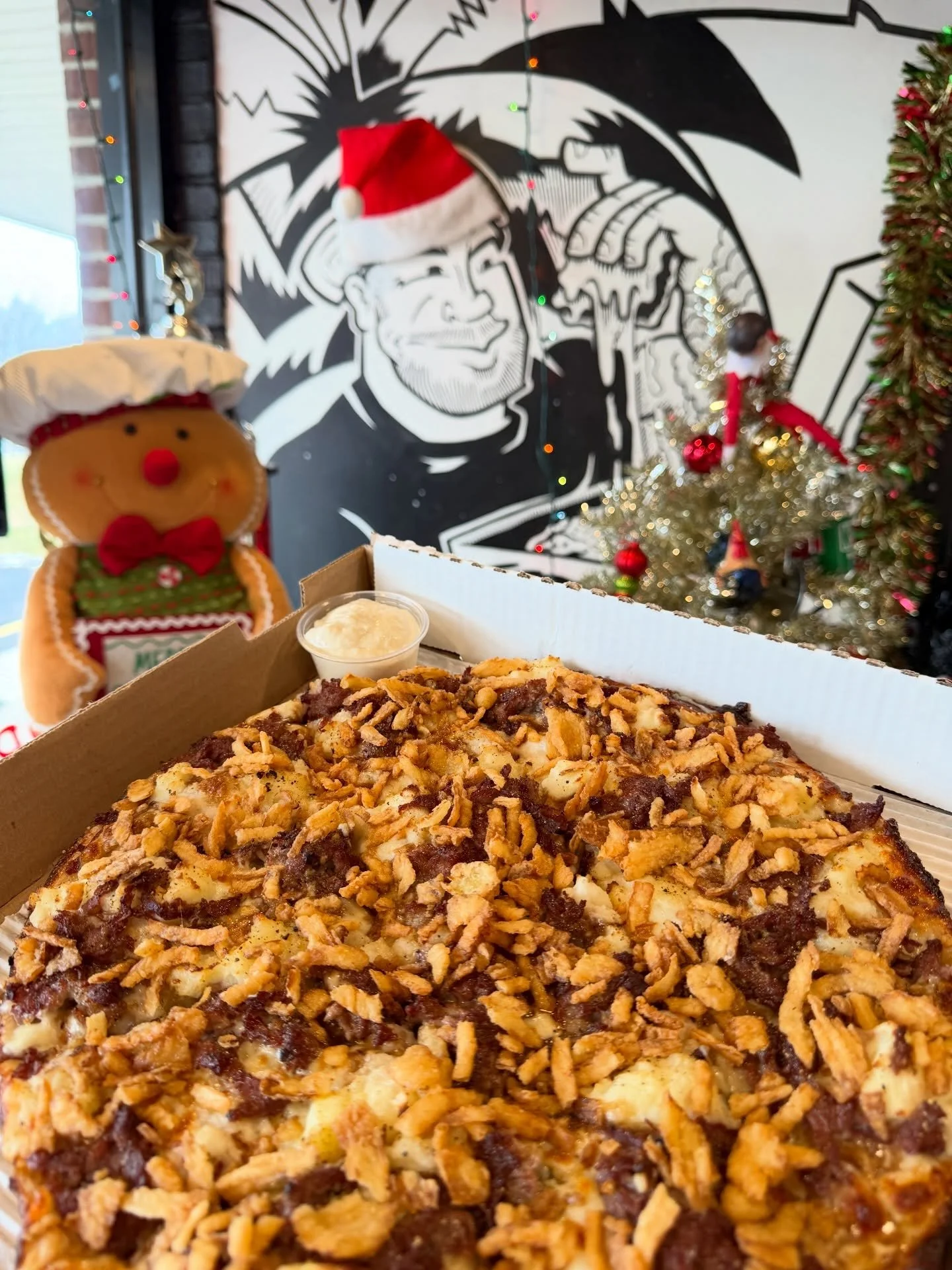 It&rsquo;s December so that means the RIBEYE PIE IS BACK!

Cheese blend, mashed potato, au jus, shaved ribeye, crispy onions after the bake, and served with a side of horsey sauce. 

Christmas is always much more of a beef holiday, so this pie basica