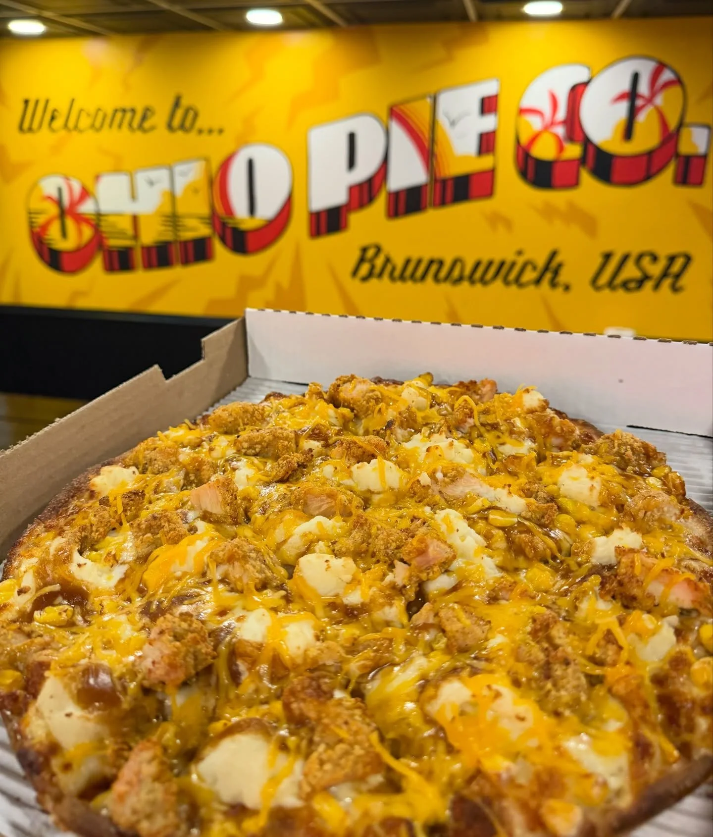 The dumbest and greatest pizza creation - perfect for a winter that just won&rsquo;t relax.  The OPC Famous Bowl Pie is an elite comfort food combo - cheese blend, mashed potato, gravy, corn, popcorn chicken, and a little cheddar after the bake.  We 