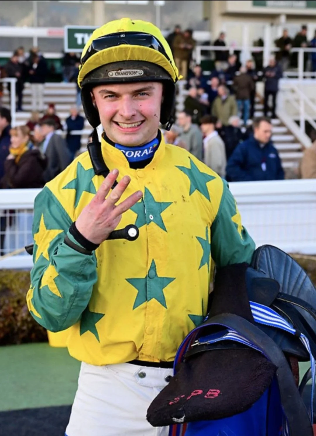 Hat-trick hero Sean Bowen celebrates his third win of the day