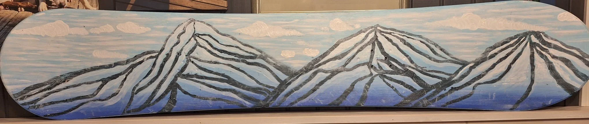 Cool of the Mountain

40cm x 1.50m, oil on snowboard.