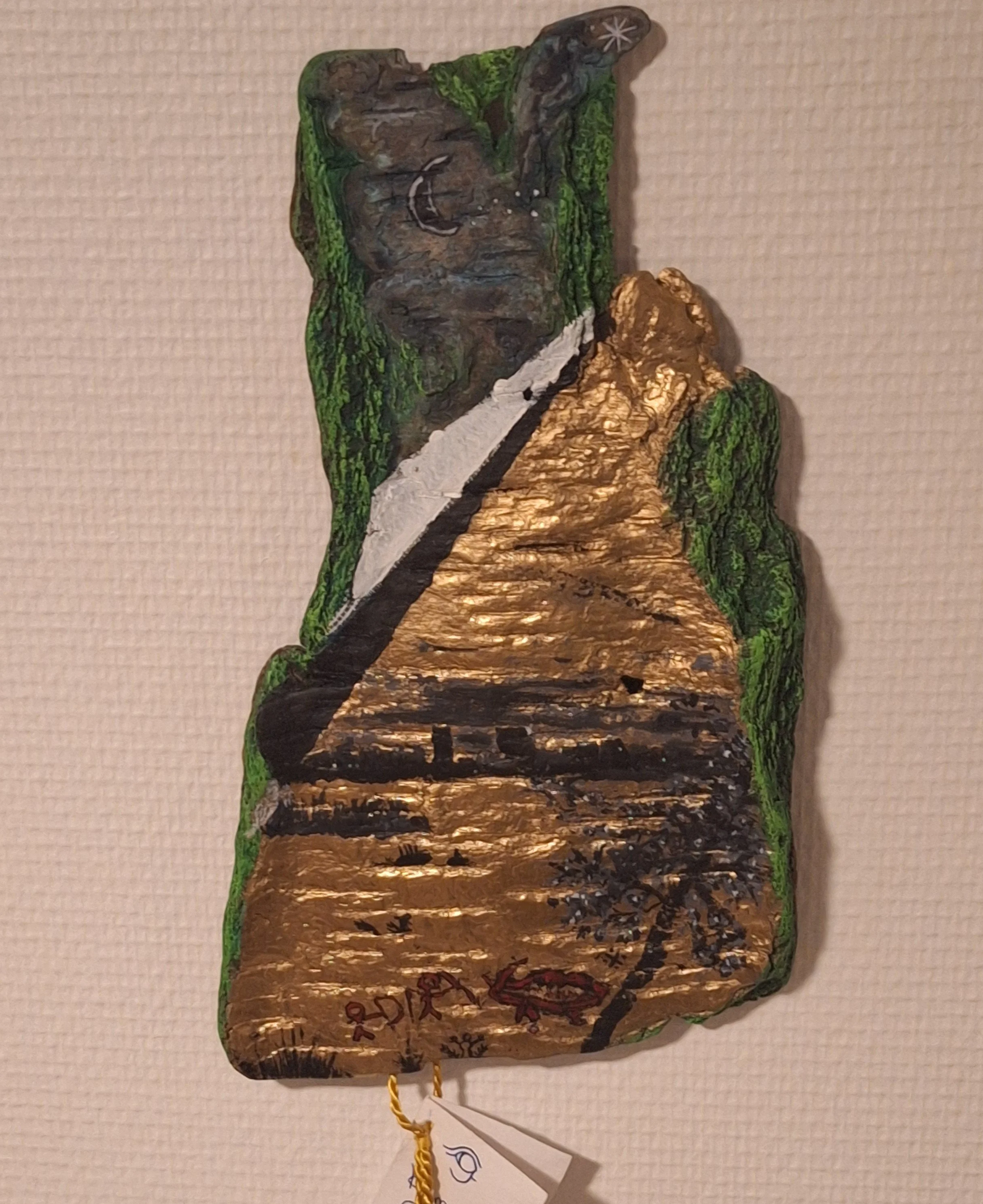 (Sold) Hymn of gold, 20cm x 10cm, acrylics on wood.