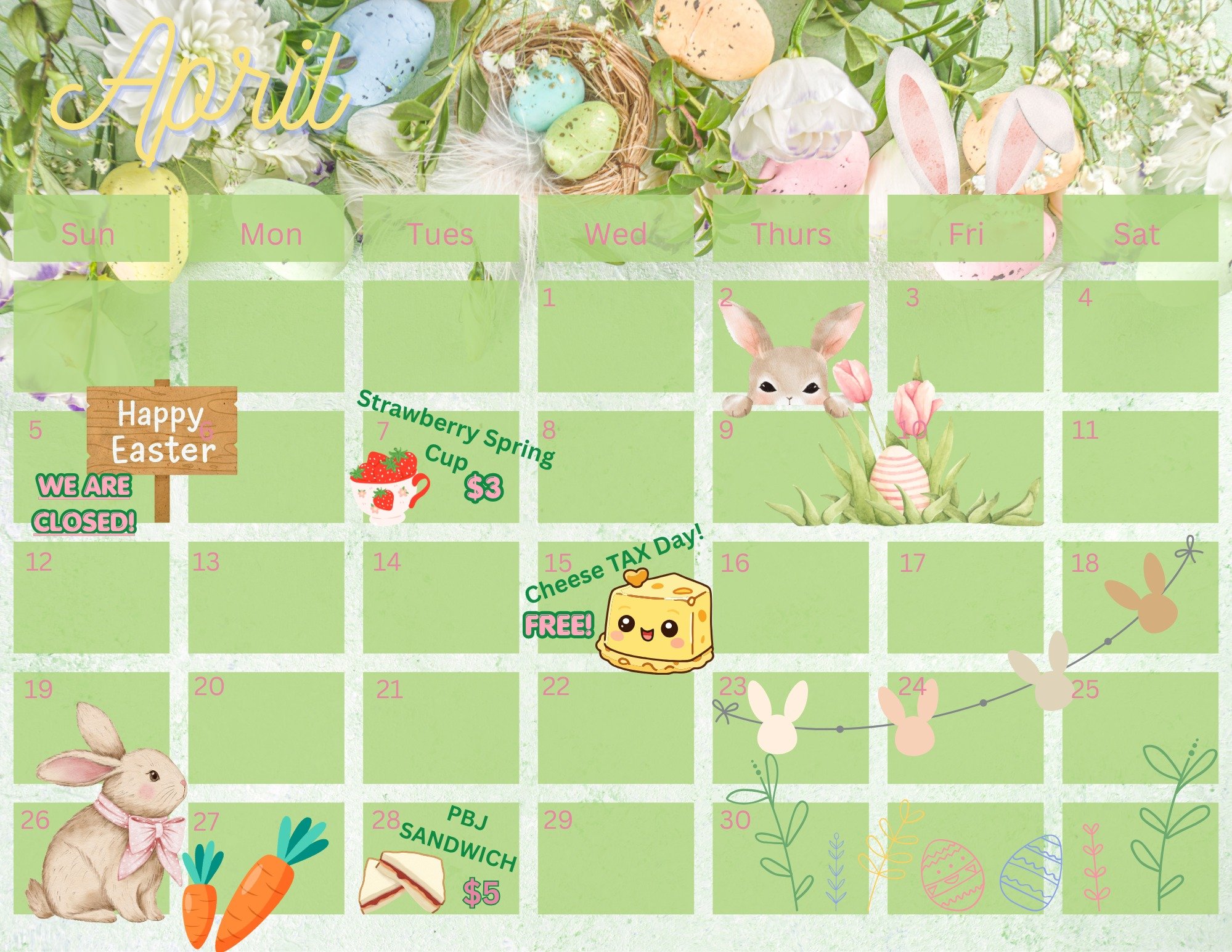 Oops&hellip; we&rsquo;re a little late posting our April calendar 😅🌸

We&rsquo;re keeping things nice and easy this month &mdash; think of it as a ✨spring slowdown✨ for the pups (and us 😂🐾).

Here&rsquo;s what we do have going on:
🍓 Strawberry S