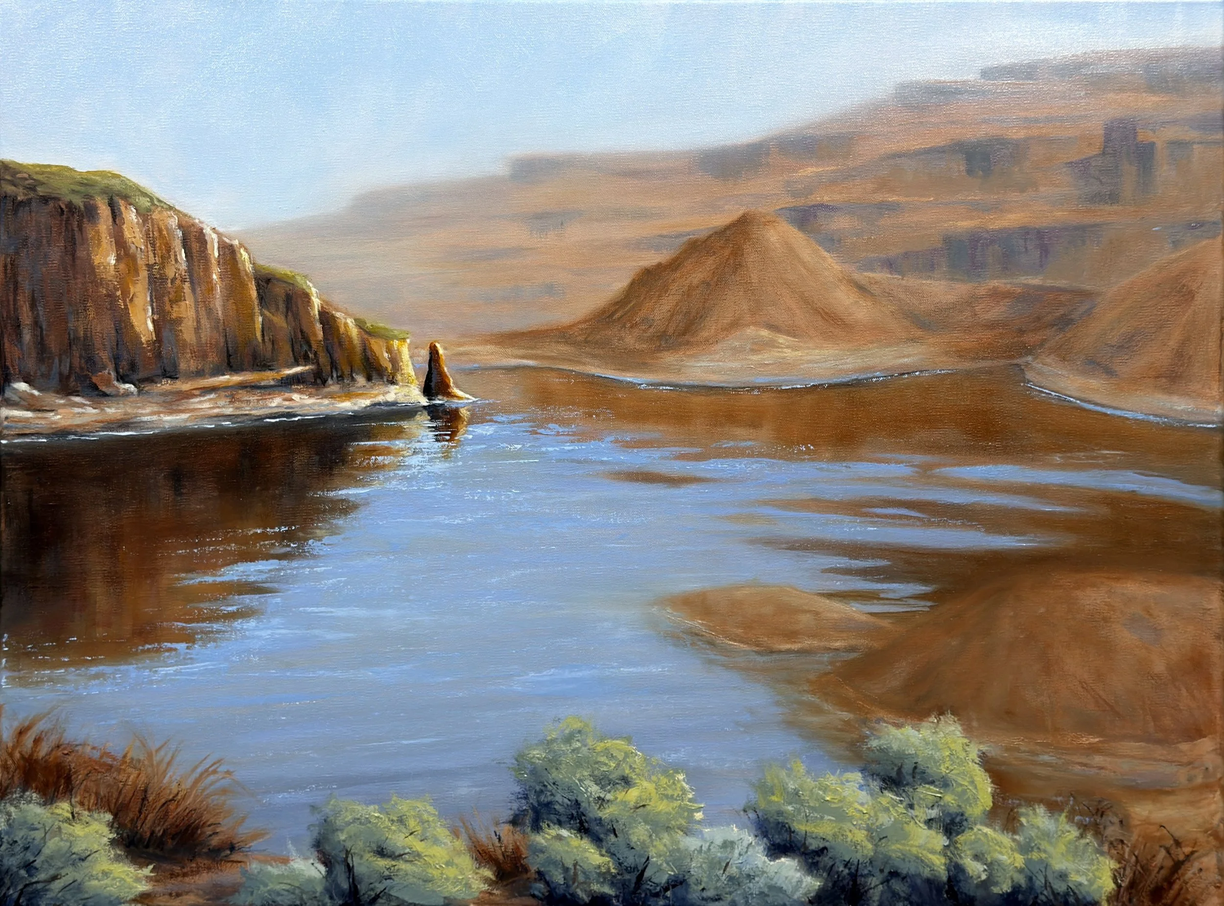 "Still Water, High Desert", Owyhee Reservoir, 18x24" Oil on Linen Canvas