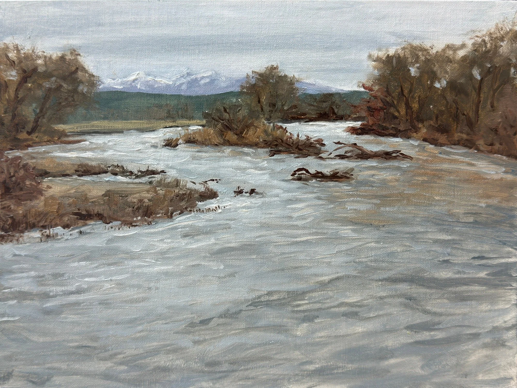 "Around the Bend", Plein Air, Payette, ID, 9x12" Oil on Linen Panel