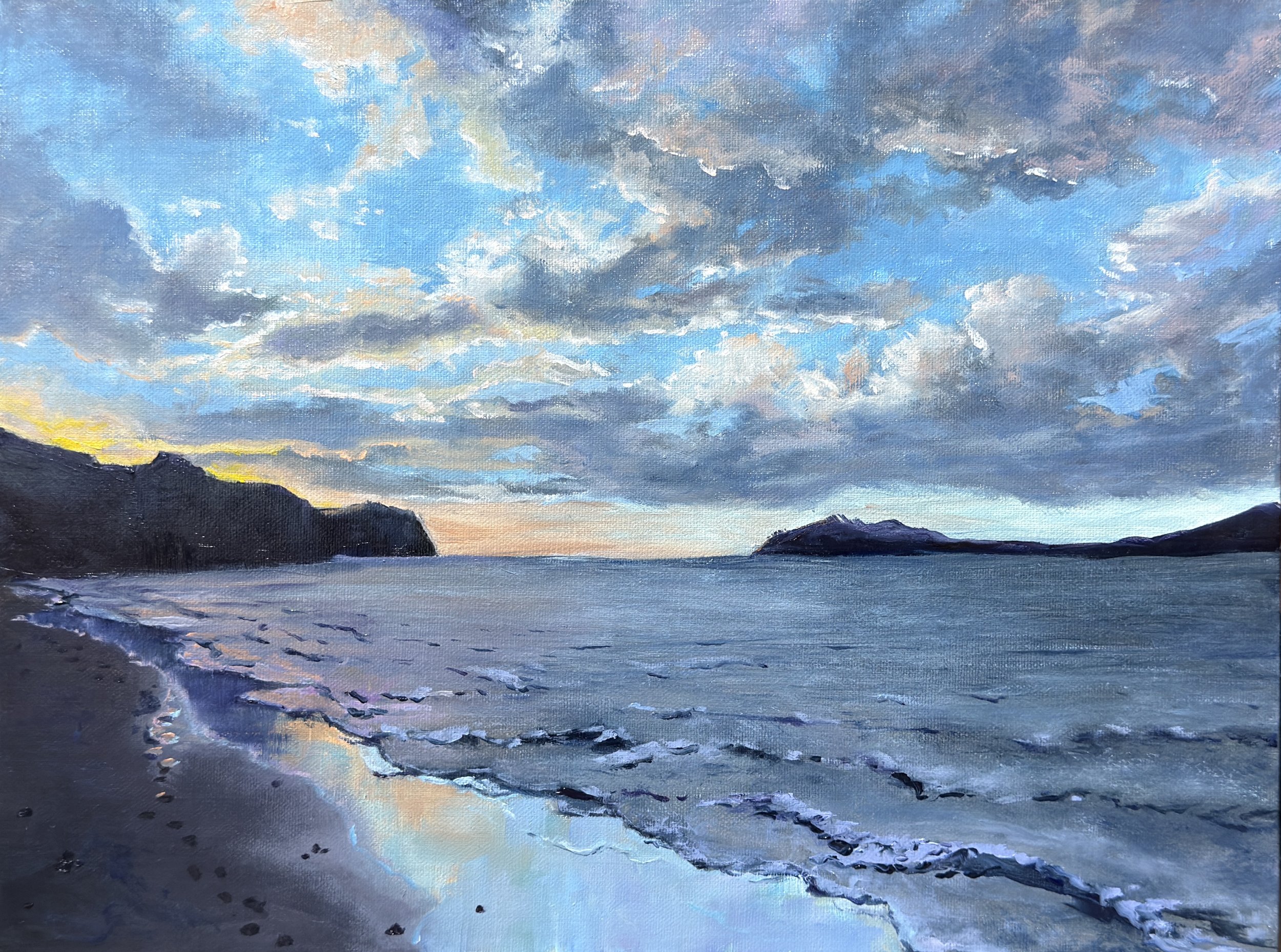 "Last Light in Paradise", Playa Buena, Guanacaste, Costa Rica, 9x12" Oil on Linen Panel
