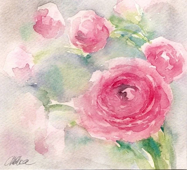 Fiori dipinti ad acquerello con sfumature morbide