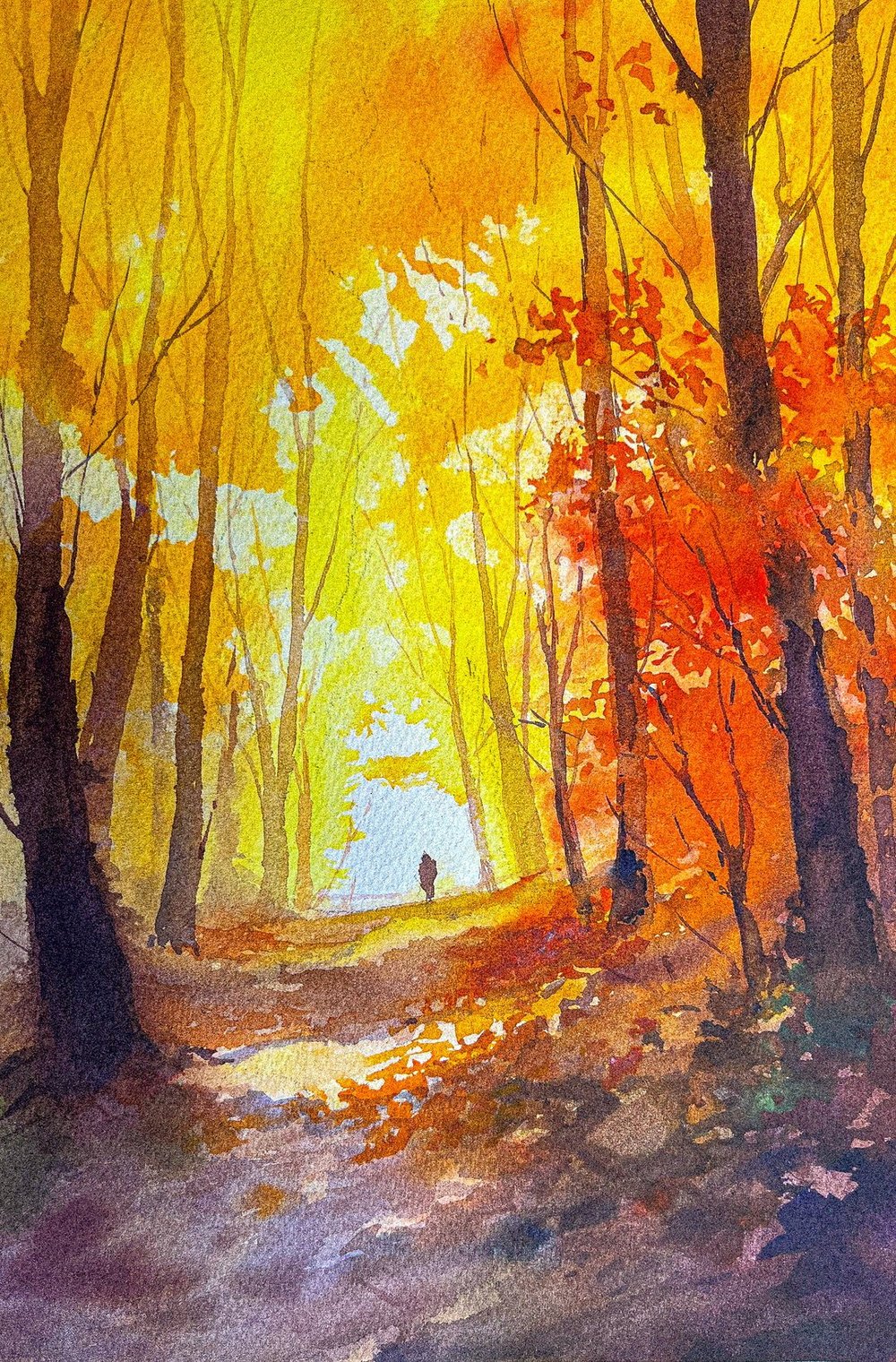 Bosco d’autunno, acquerello di Cristina Mollica