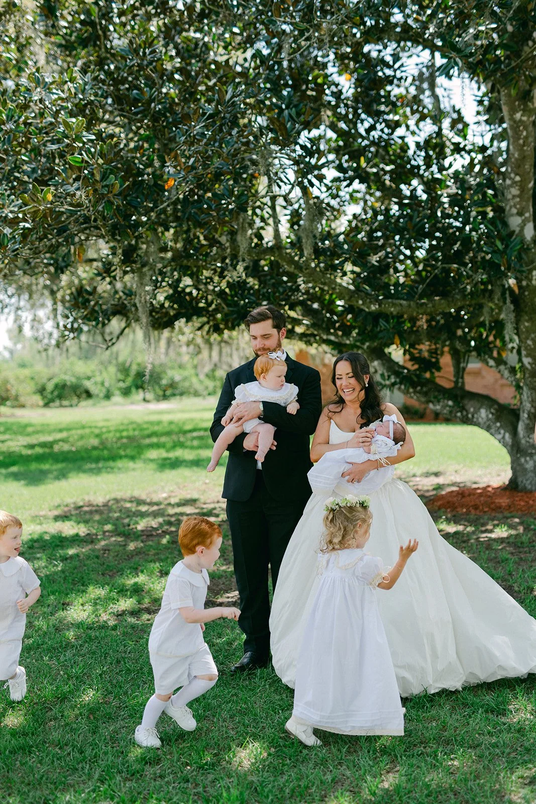bride-groom-flower-girls-ring-bearers-live-oak-spanish-moss-tampa-wedding.jpg