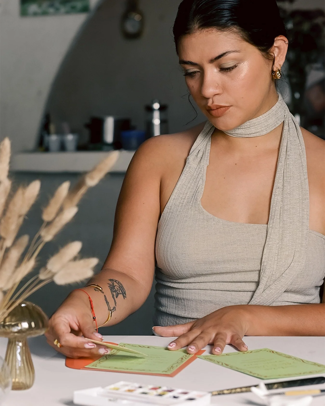 This is where your invitations begin:
 Not in a machine &mdash; but in the quiet rhythm of painted lines and pressed textures.
 I&rsquo;m Adriana, and this is my favorite kind of storytelling.
 With ink. With hands. With meaning.