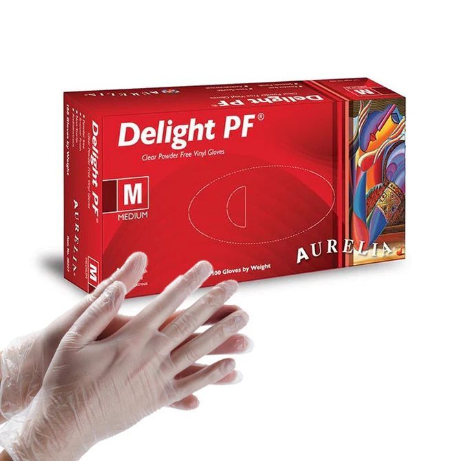 Aurelia Delight PF Clear Vinyl Gloves- Pack of 100