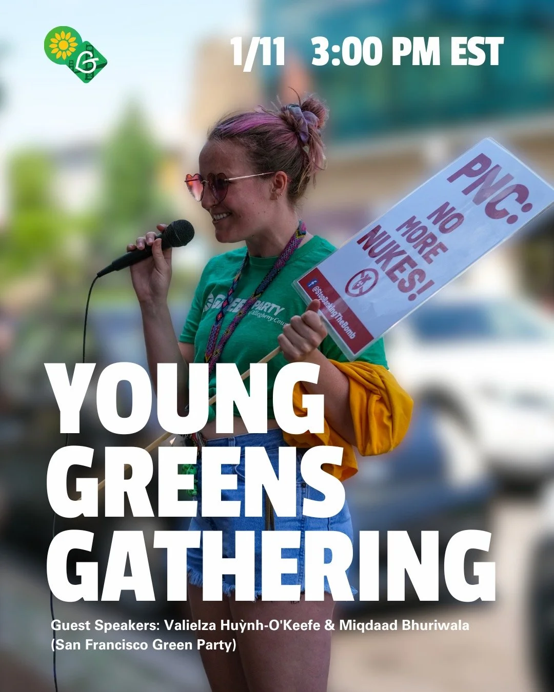 We&rsquo;re back with our first Young Greens Gathering of 2026! On January 11th at 3:00 PM EST, we&rsquo;ll be meeting young Greens from across the country, hearing from awesome speakers, and taking political action. 

We&rsquo;re excited to hear Val