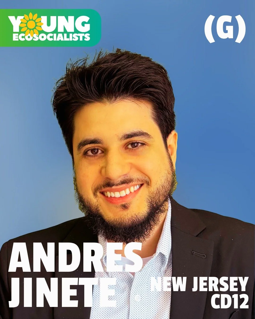 The Young EcoSocialists caucus is proud to endorse Andres Jinete (G) for New Jersey CD12. 

Andres is a tenant union organizer and community activist. Before his candidacy, he helped build and expand Rapid Response in Central Jersey, supporting famil