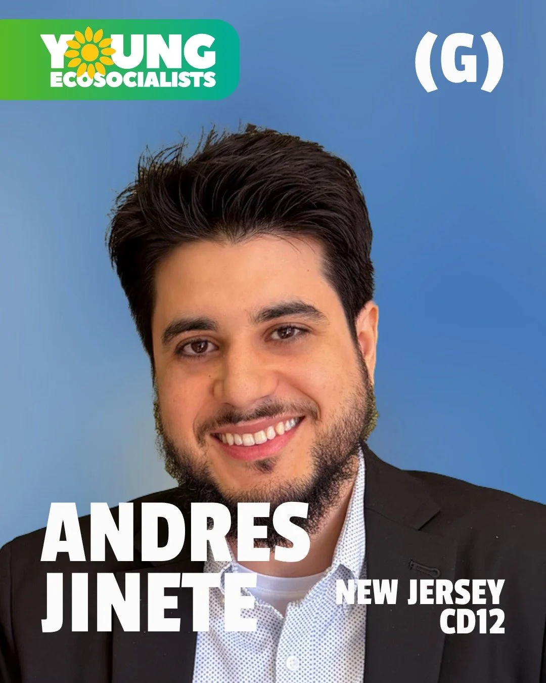 The Young EcoSocialists caucus is proud to endorse Andres Jinete (G) for New Jersey CD12.

Andres is a tenant union organizer and community activist. Before his candidacy, he helped build and expand Rapid Response in Central Jersey, supporting famili