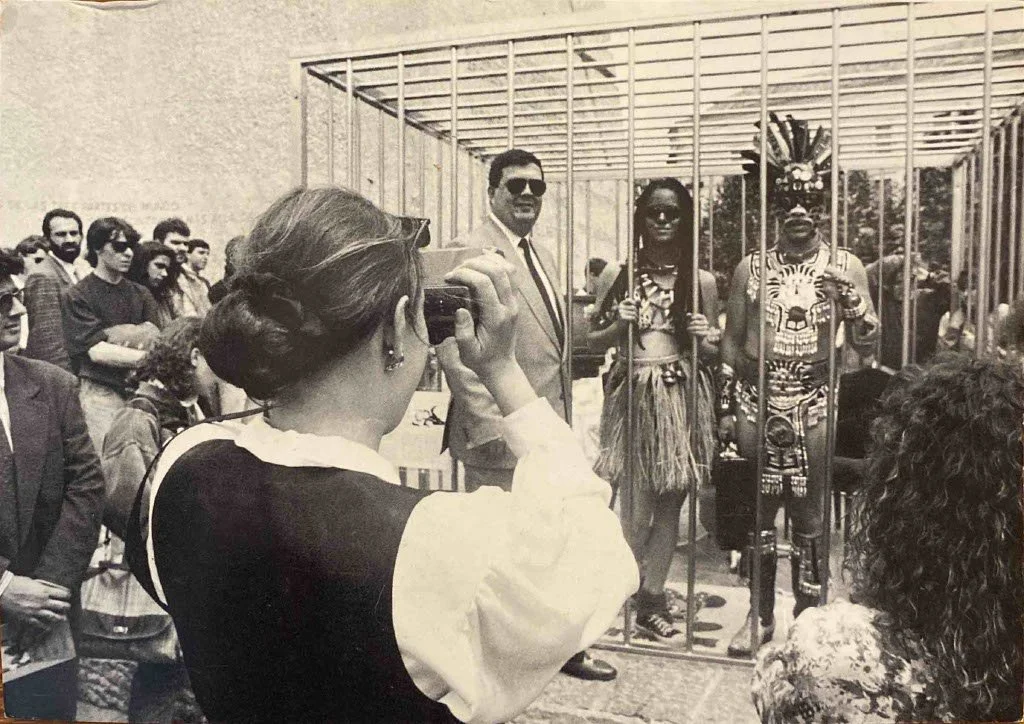 Couple in the Cage Postcard (photo by Peter Barker)
