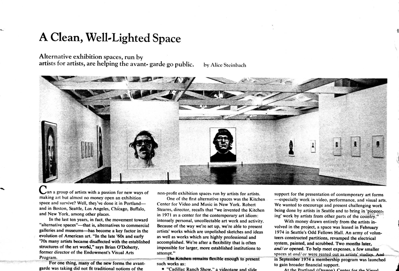 “A Clean, Well-Lighted Space: Alternative exhibition spaces, run by artists for artists, are helping the avant-garde go public” by Alice Steinbach