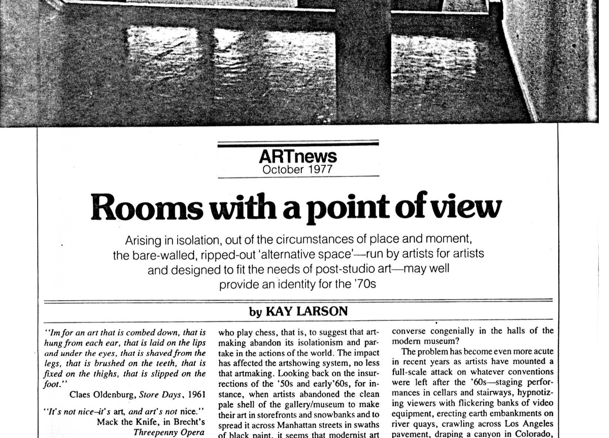 “Rooms with a point of view” by Kay Larson, ARTnews, October 1977
