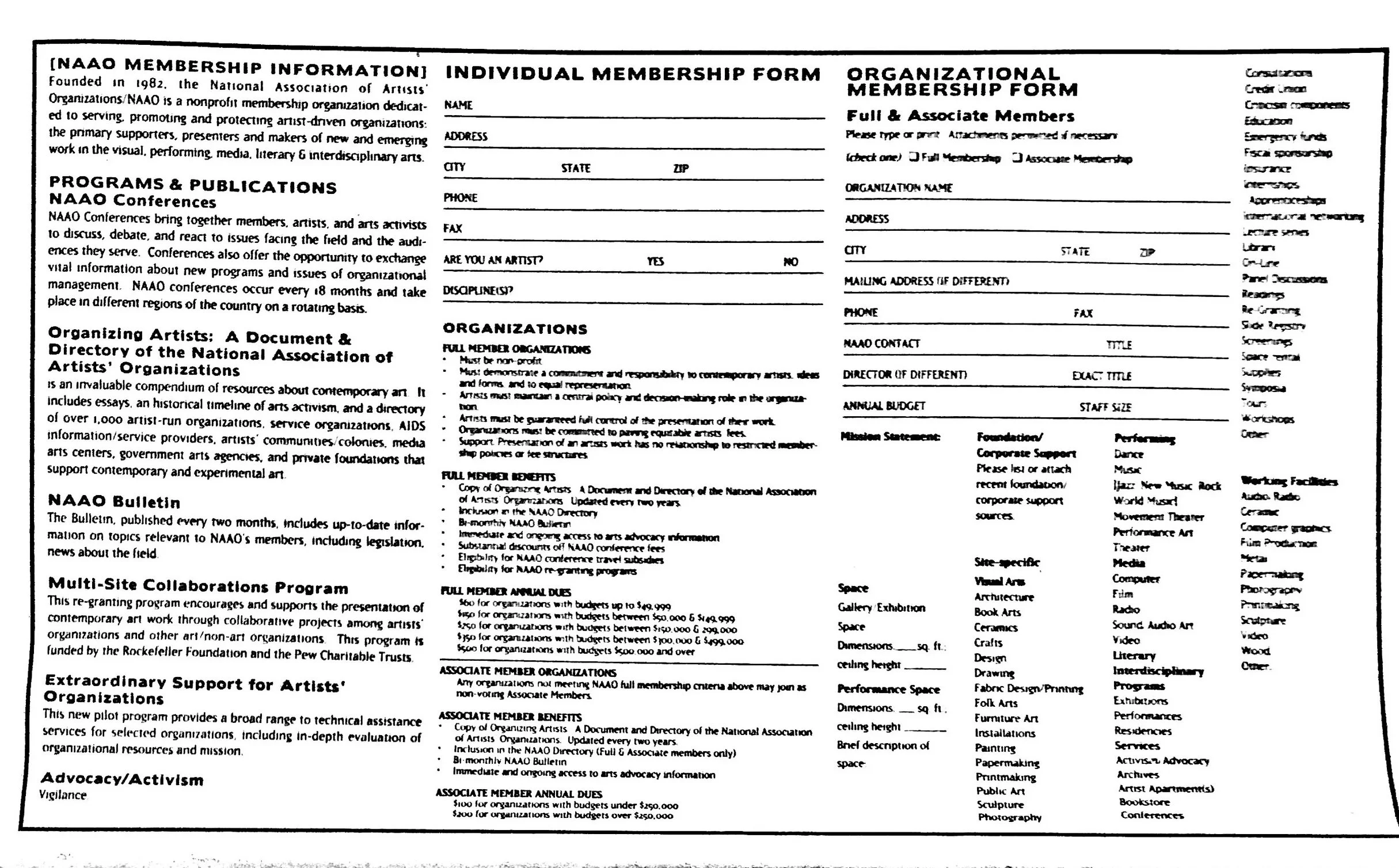 NAAO Membership Form, February 1993 