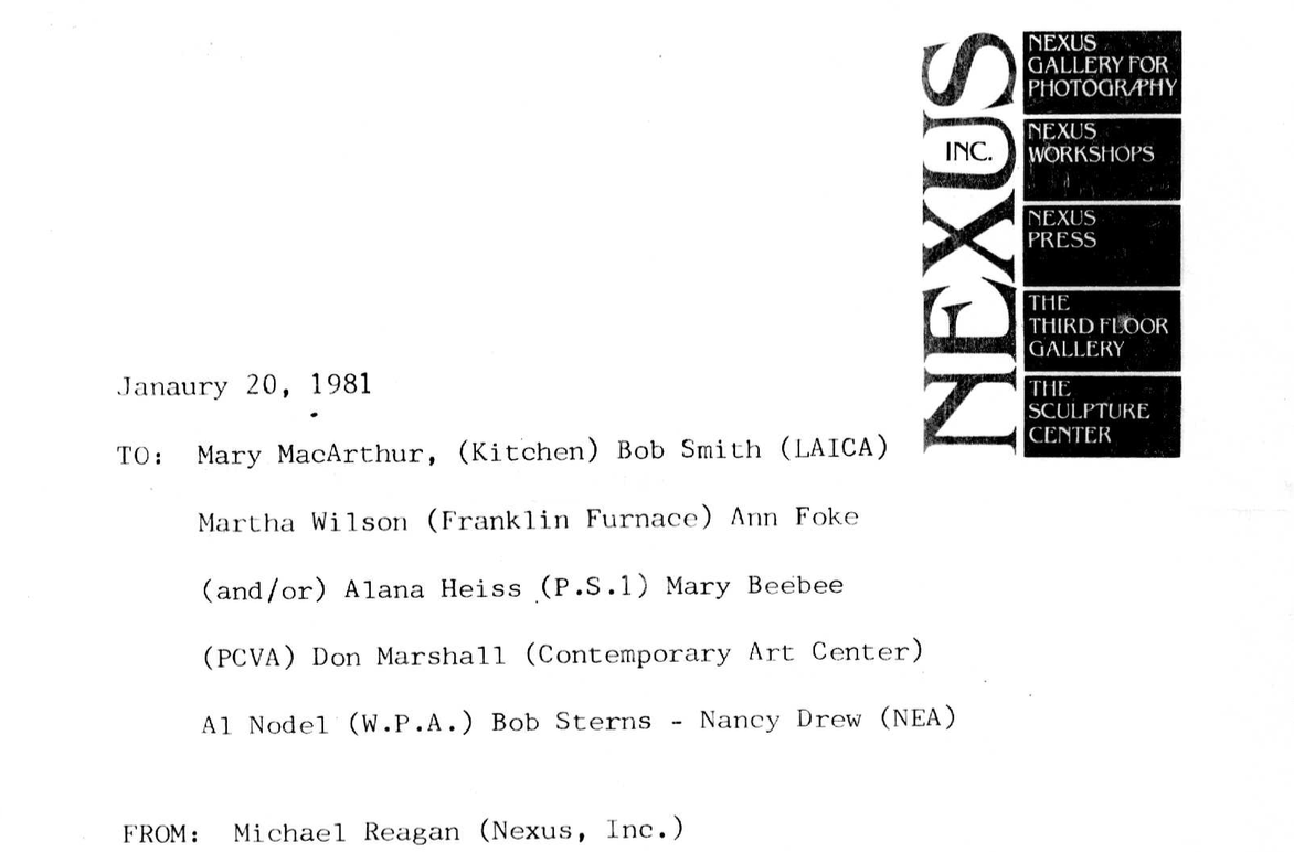 Nexus Meeting of Larger Artist Spaces, 1981: Organizing Materials and Minutes