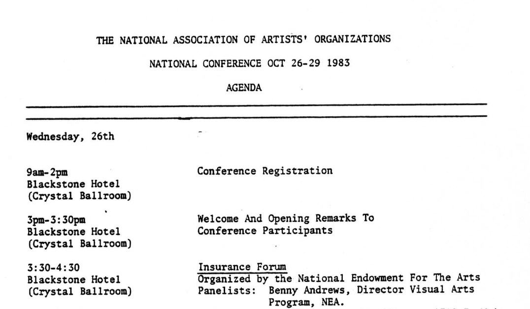 NAAO Chicago National Conference, 1983: Agenda and Correspondence