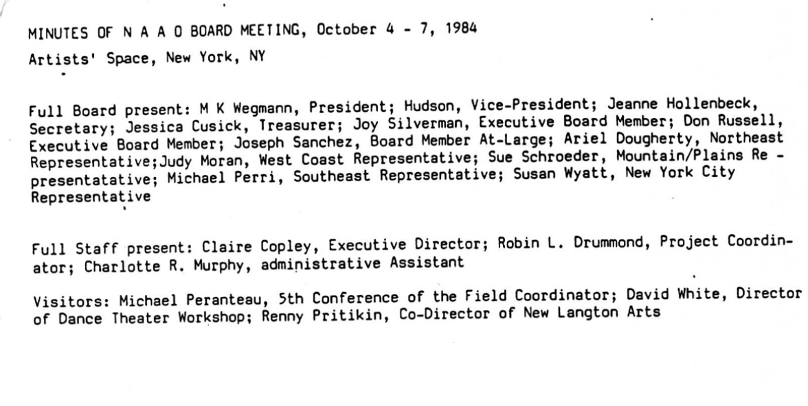 NAAO Board Meeting Minutes, October 4-7, 1984