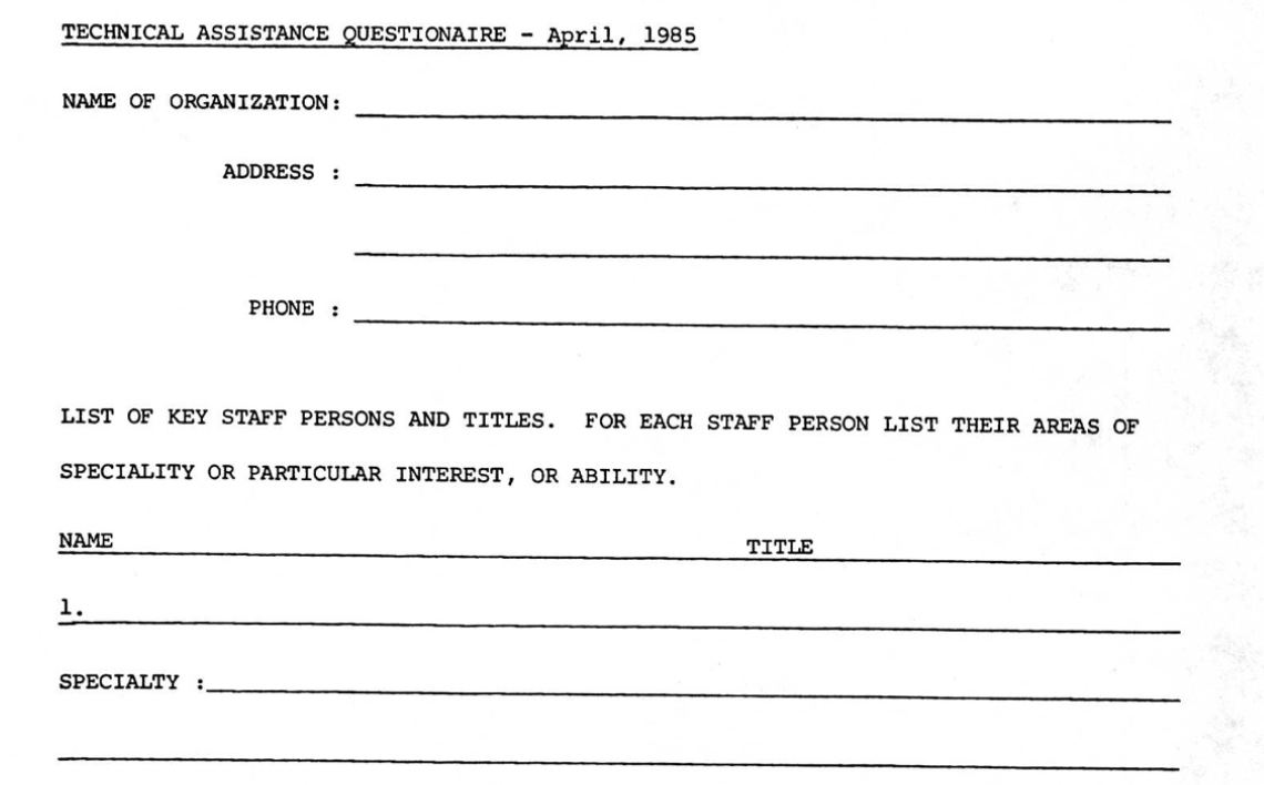 NAAO Houston National Conference, 1985: Member Questionnaire