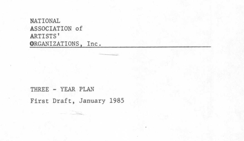 NAAO Three Year Plan and Technical Assistance Program NEA Grant, 1985