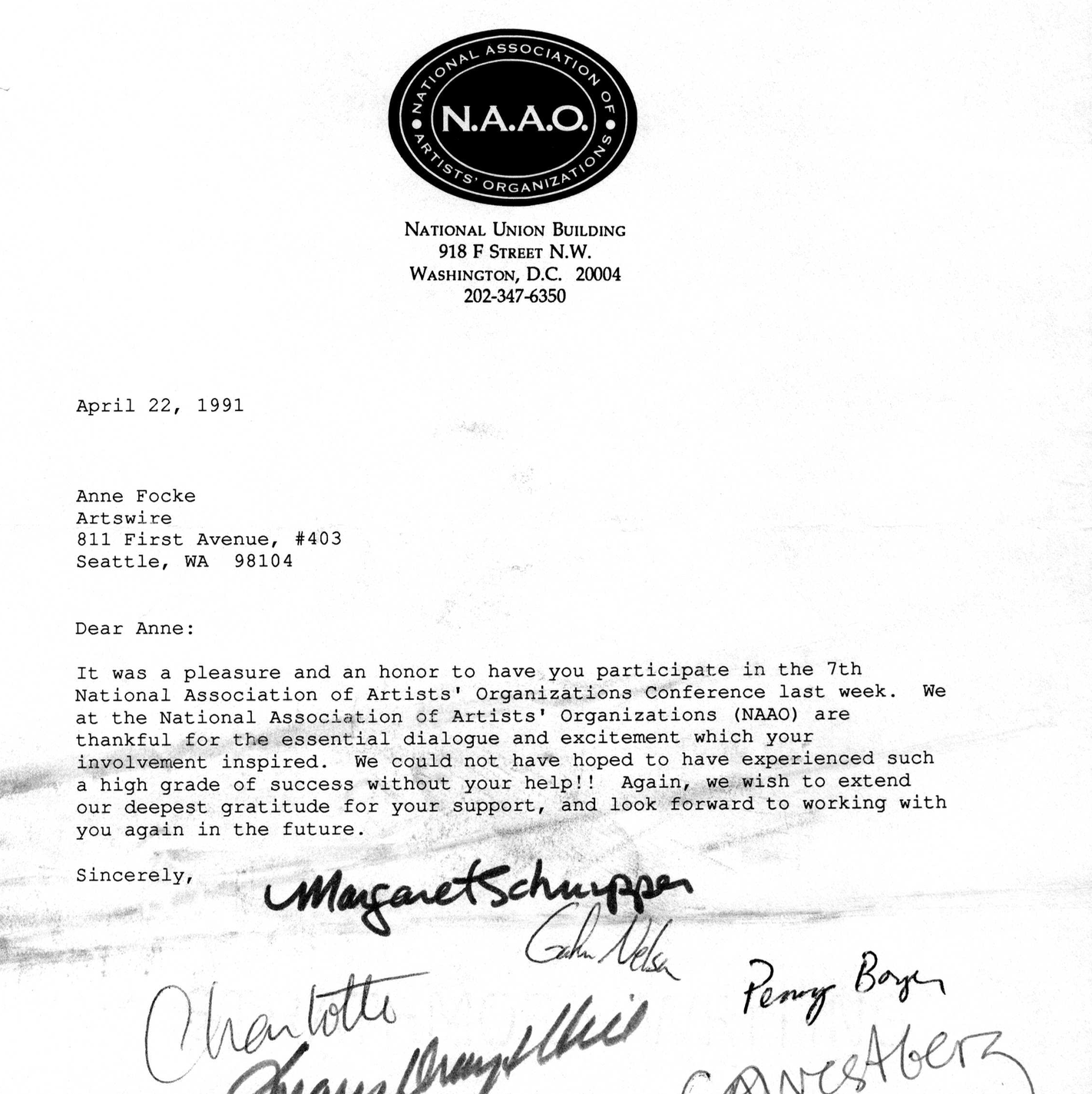 7th NAAO National Conference, Washington, D.C., 1991: Correspondence