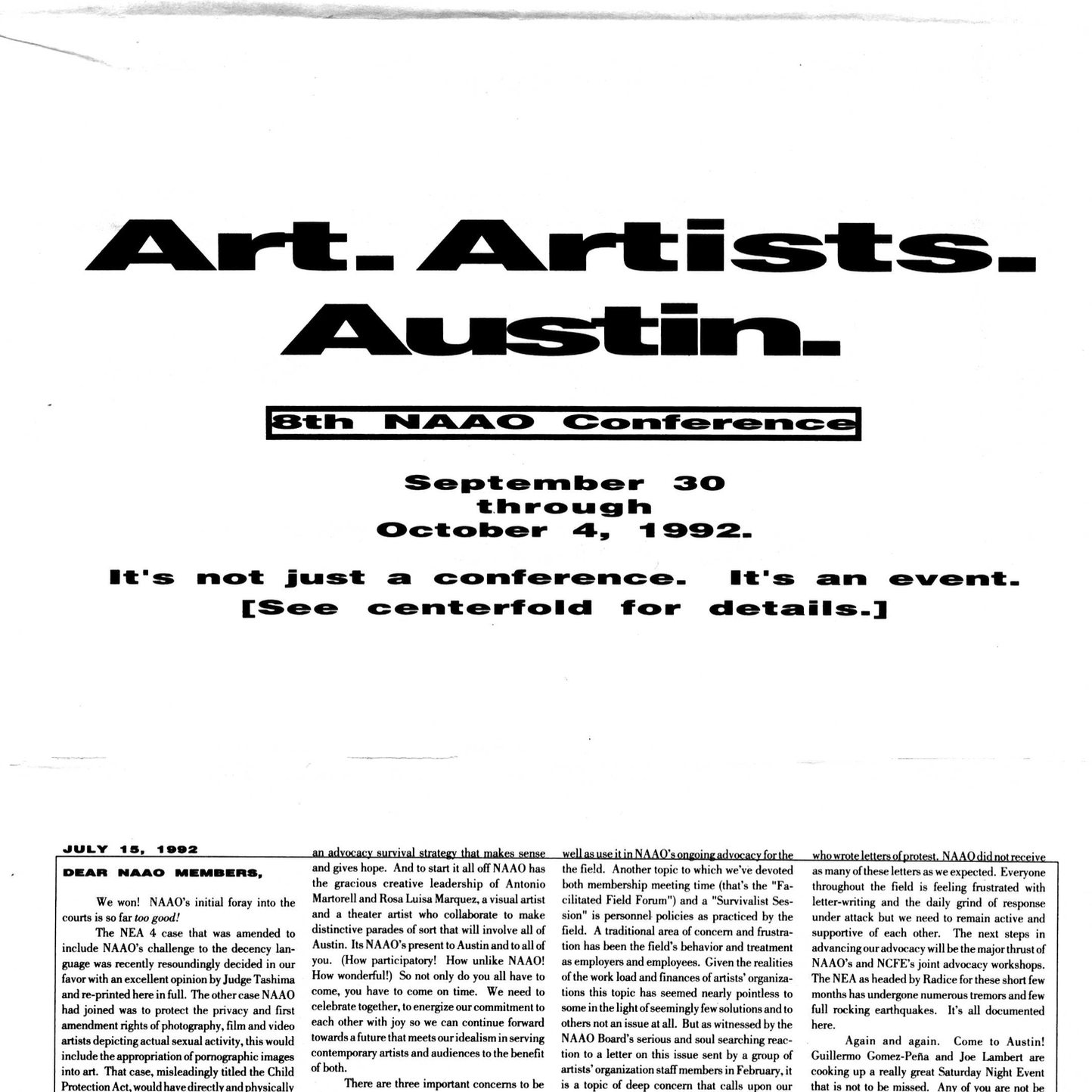 NAAO Bulletin – August-September 1992 – 8th NAAO Conference, Austin