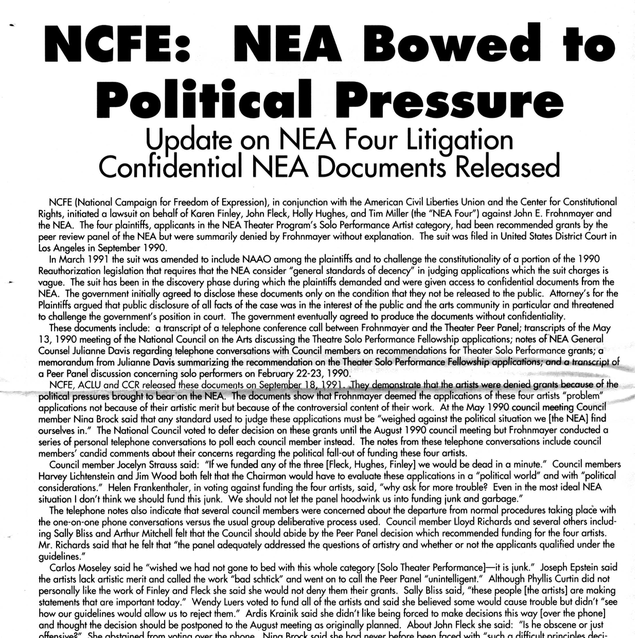 NAAO Bulletin – October 1991