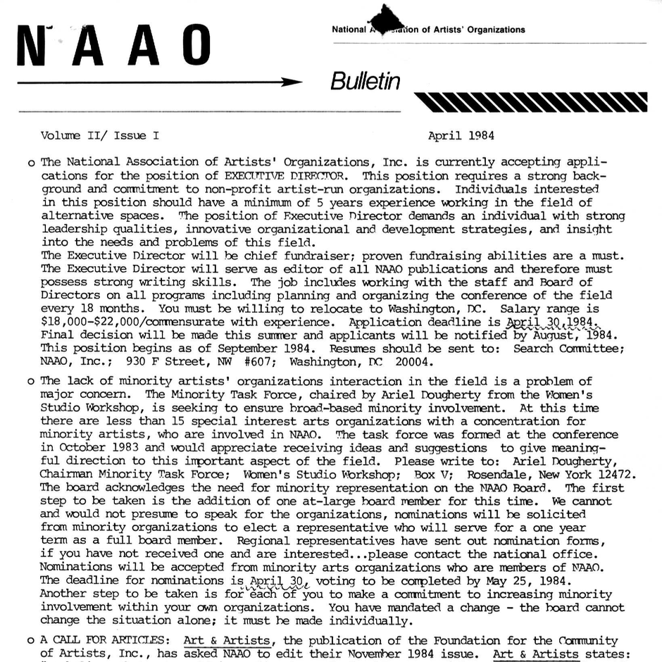 NAAO Bulletin – April 1984