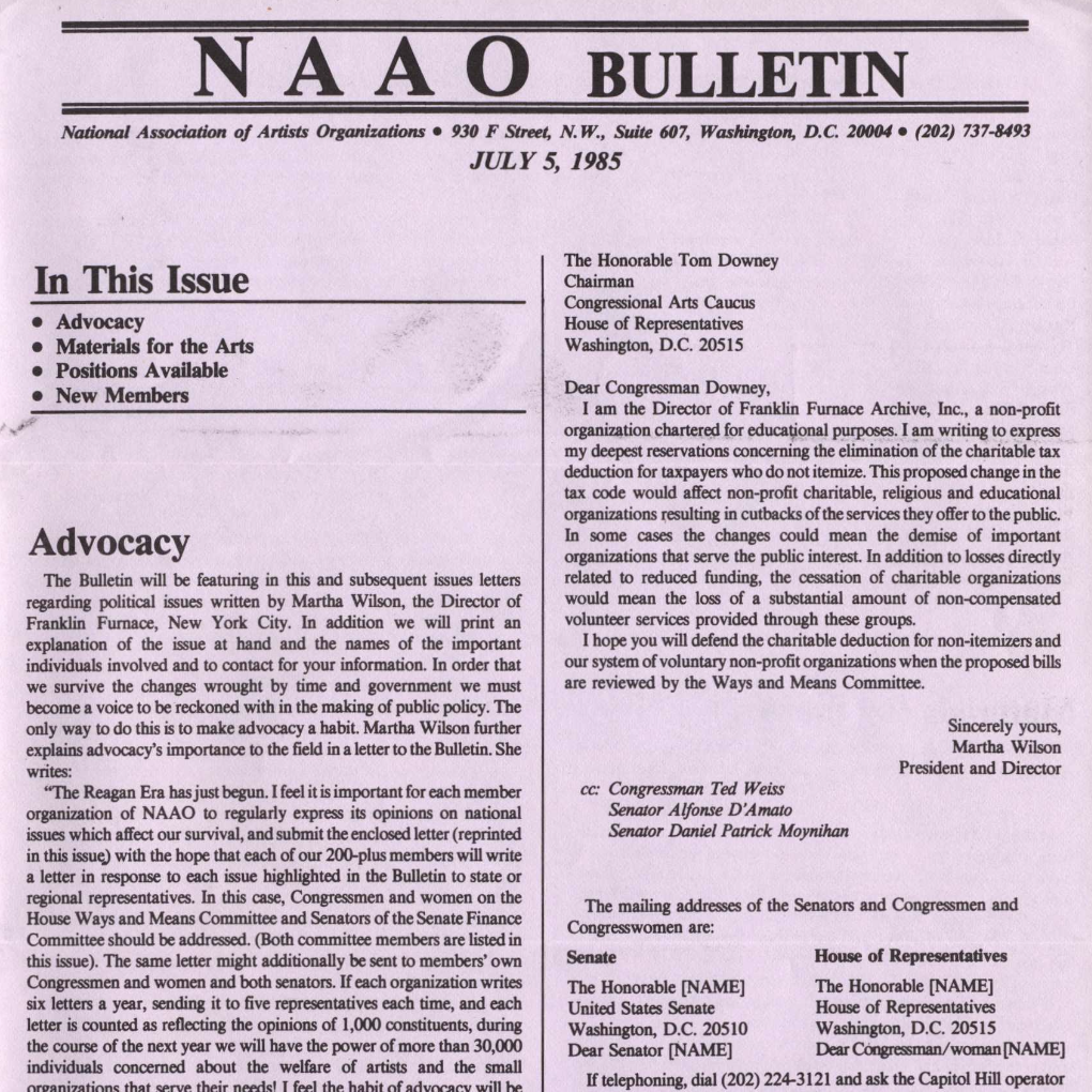 NAAO Bulletin – July 1985