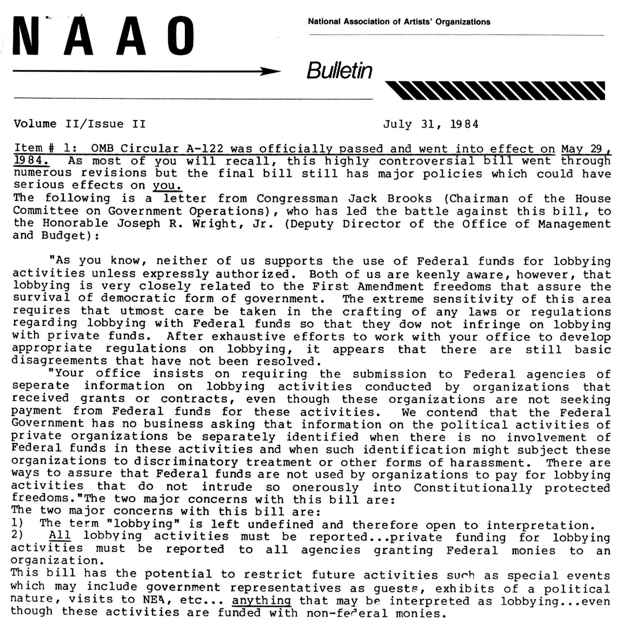 NAAO Bulletin – July 1984