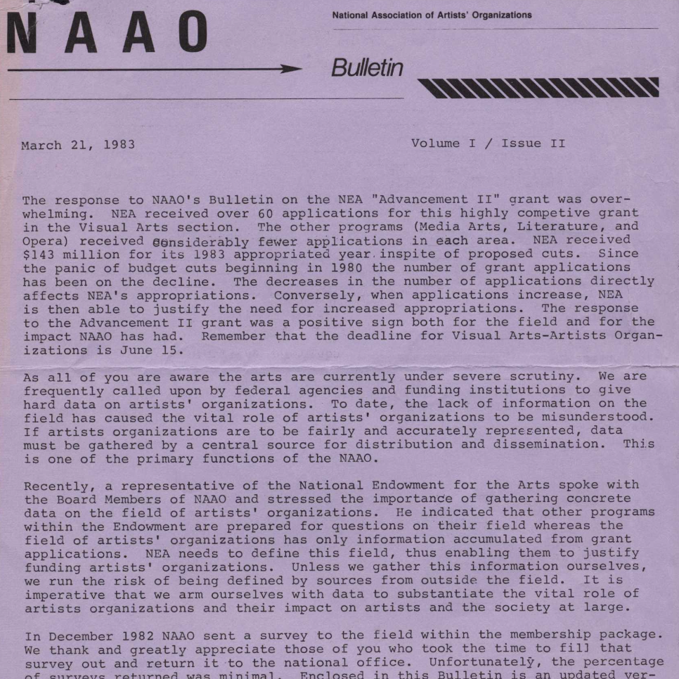 NAAO Bulletin – March 1983
