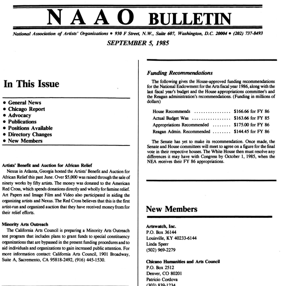NAAO Bulletin – September 1985