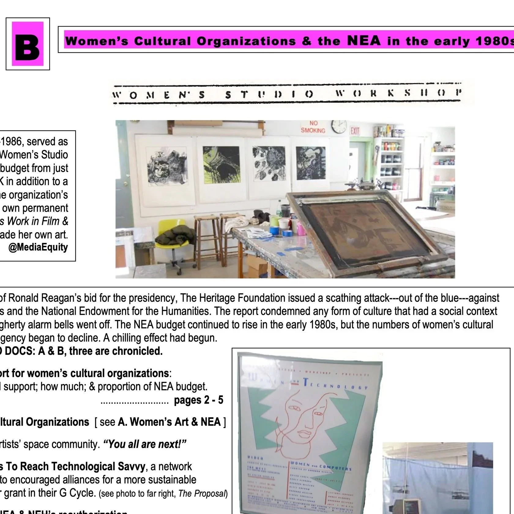 Ariel Dougherty, Women’s Cultural Organizations &amp; The NEA in the Early 1980s - Doc B