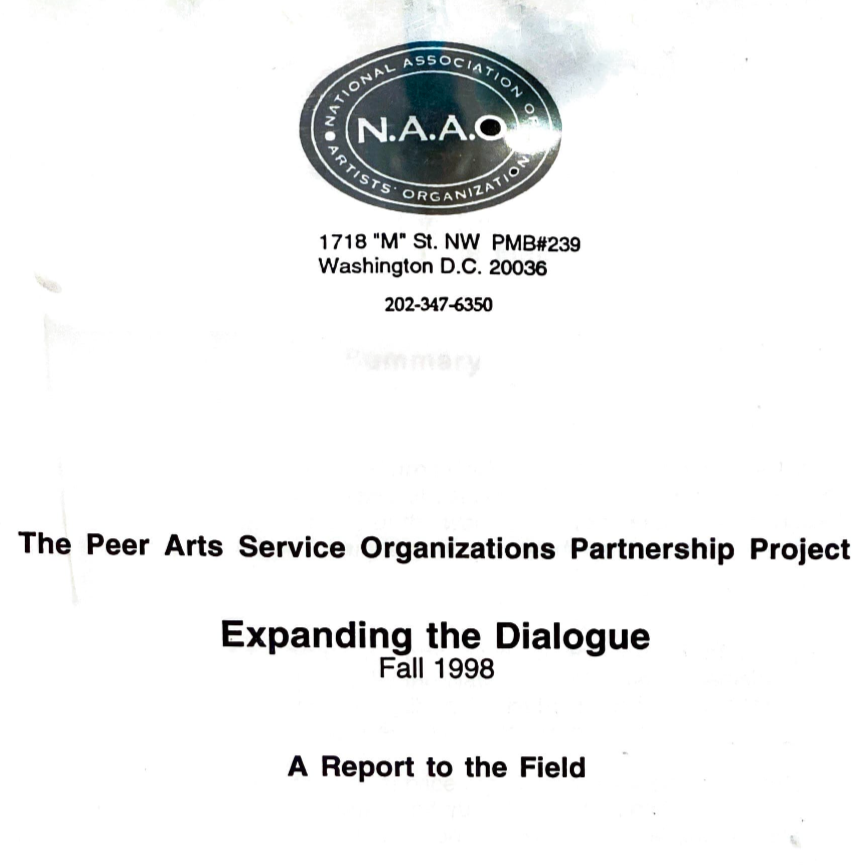 NAAO Publication: The Peer Arts Service Organizations Partnership Project, Fall 1998