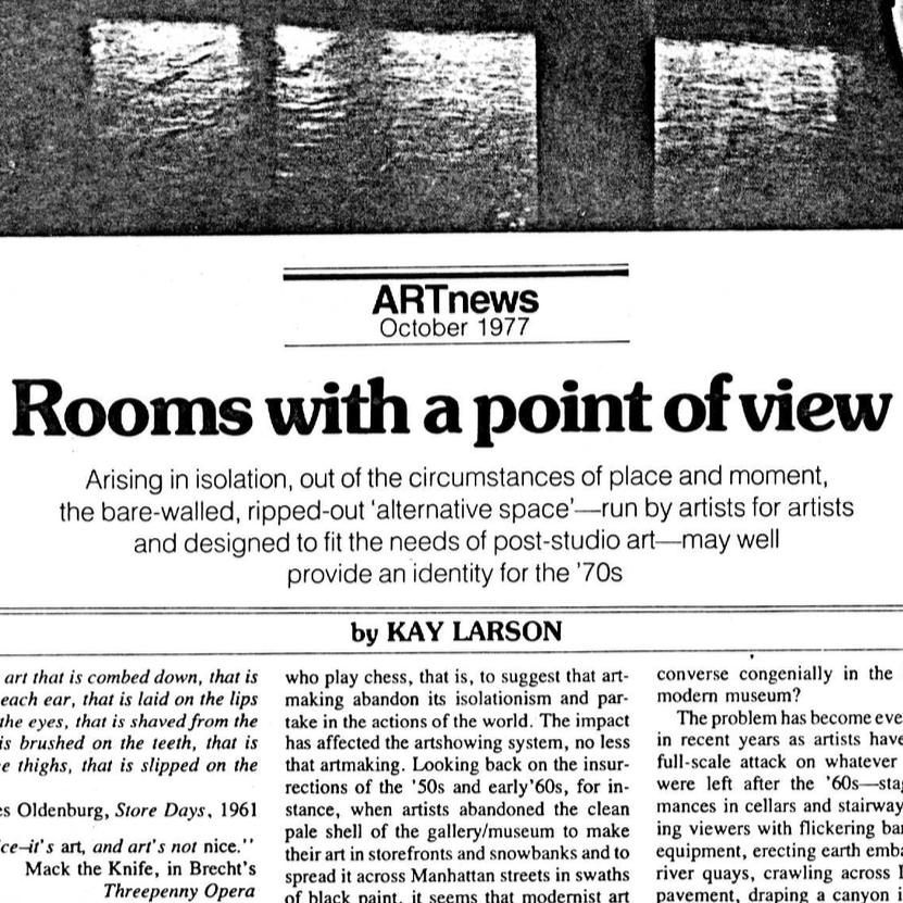 “Rooms with a point of view” by Kay Larson, ARTnews, October 1977
