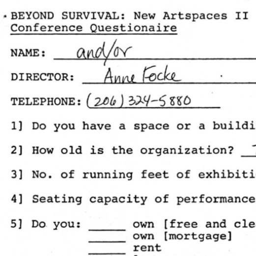 Beyond Survival: New Artspaces II Conference, New Orleans, 1981: Participant Questionnaires 