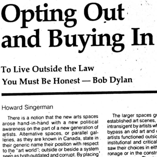 “Opting Out and Buying In,” by Howard Singerman, LAICA Journal no. 19, June 1978