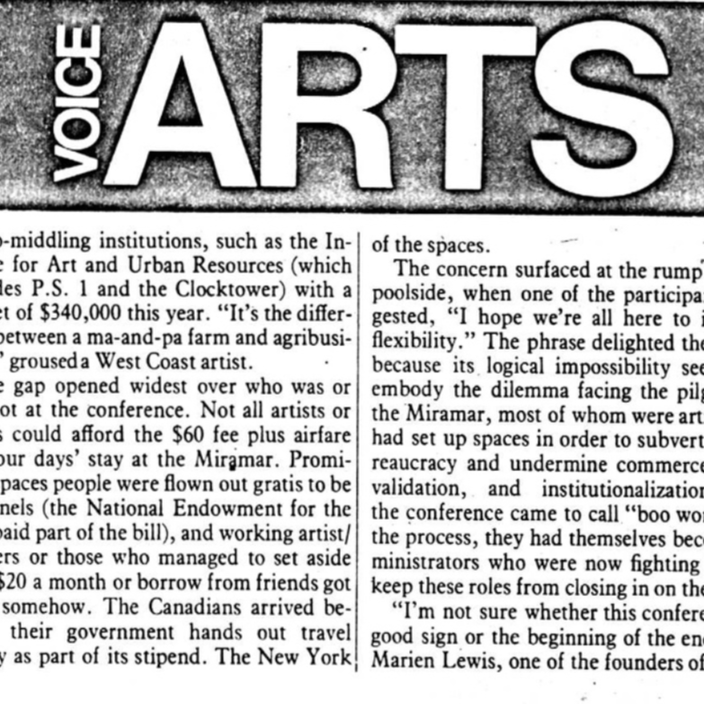 “Will the White House Become an Alternative Space?” by Kay Larson, Village Voice, June 5, 1978