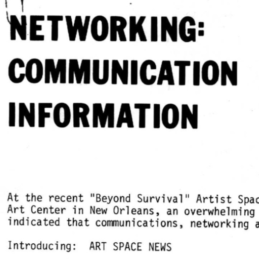 Creation of Art Space News, 1981