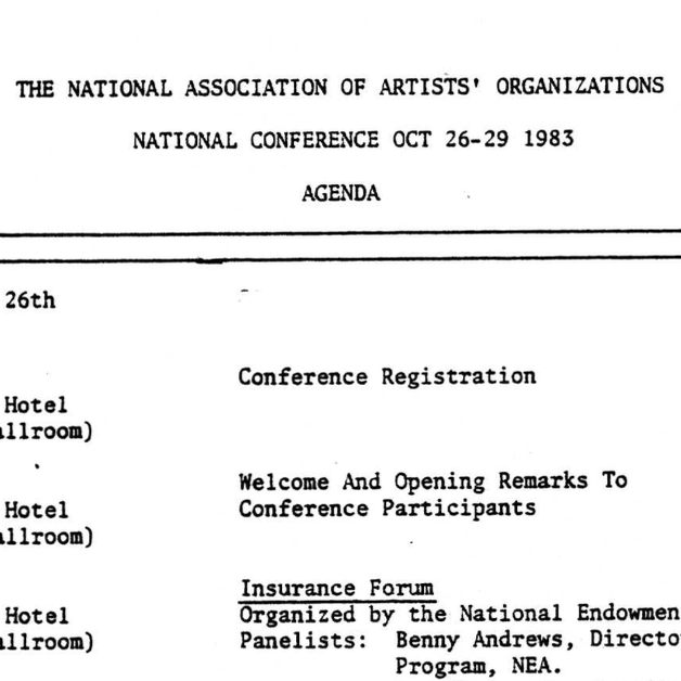 NAAO Chicago National Conference, 1983: Agenda and Correspondence