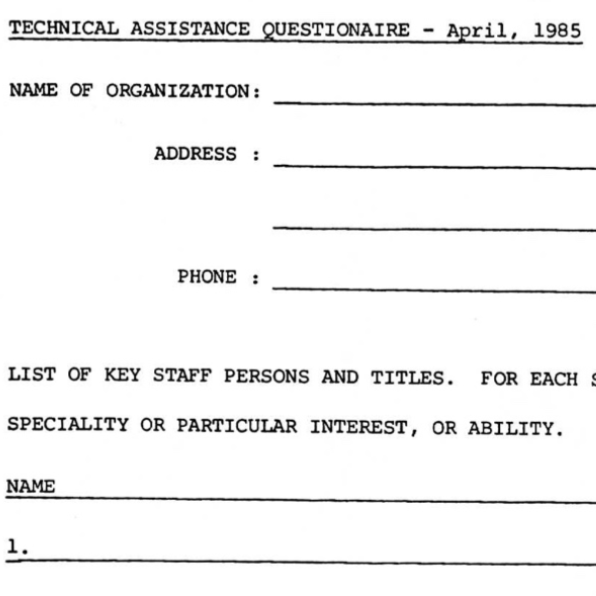 NAAO Houston National Conference, 1985: Member Questionnaire