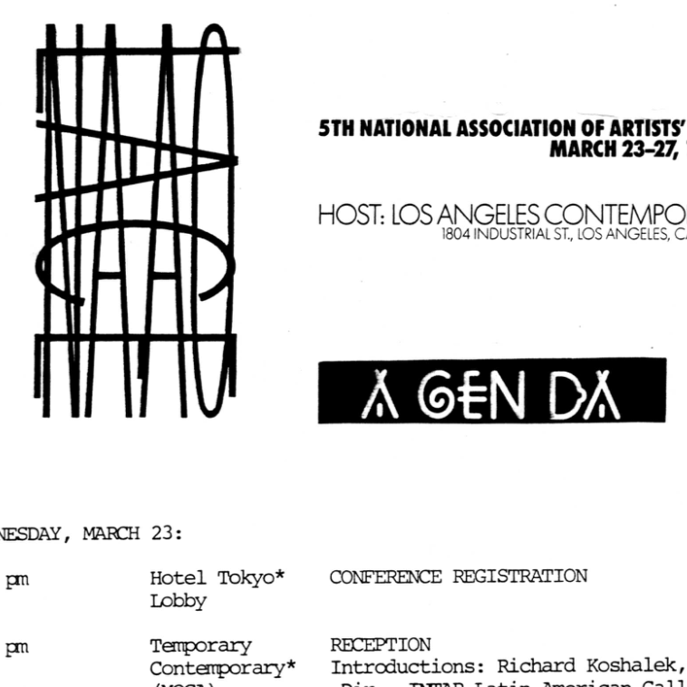 NAAO at LACE National Conference, Los Angeles, 1988: Agenda + Participant and Presenters Lists