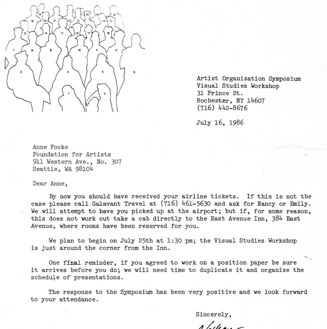 Artists Organizations Symposium by Visual Studies Workshop, 1986: Invitation