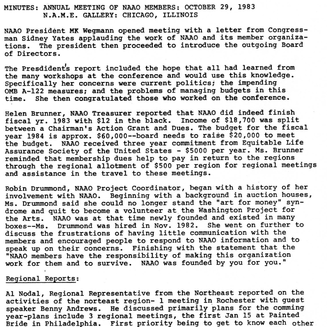 Annual Meeting of NAAO Members at Chicago Conference, October 1983 - Minutes